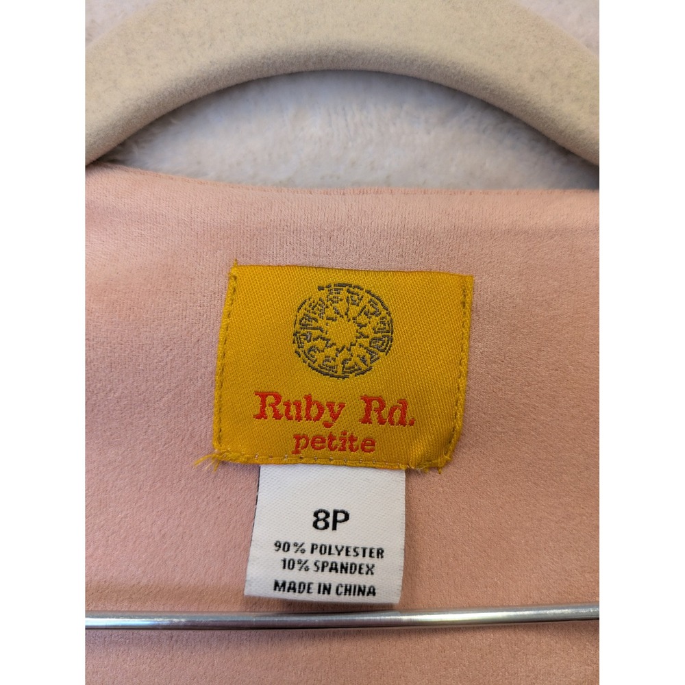 Ruby Road Jacket Women's 8P Pink Faux Suede Open Front 3/4 Sleeve - Picture 5 of 9